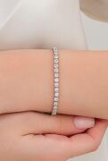 3.8 mm Gümüş Beyaz Zirkon Taşlı Pırlanta Montürlü Rodyumlu Su Yolu Bileklik