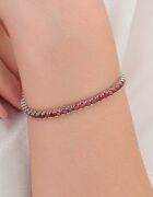 3.3 mm Gümüş Kırmızı Zirkon Taşlı Rodyumlu Su Yolu Bileklik