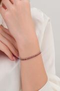 3.3 mm Gümüş Kırmızı Zirkon Taşlı Rodyumlu Su Yolu Bileklik