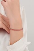 4.3 mm Gümüş Turuncu Yuvarlak Zirkon Taşlı Rodyumlu Su Yolu Bileklik