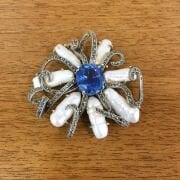 GÜMÜŞ MARKAZİT SEDEF VE ZİRKON TAŞLI BROŞ