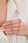 GÜMÜŞ ROSE BRONZ RENKLİ ZİRKON TAŞLI Damla KOLYE