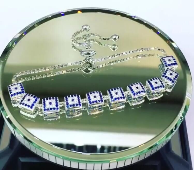 NAZAR BONCUKLU KARE GÜMÜŞ BİLEKLİK