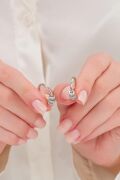 18 mm GÜMÜŞ BEYAZ ZİRKON TAŞLI HALKA  KÜPE