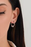 18 mm GÜMÜŞ BEYAZ ZİRKON TAŞLI HALKA  KÜPE