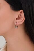 18 mm GÜMÜŞ BEYAZ ZİRKON TAŞLI HALKA  KÜPE