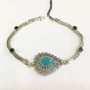 925 AYAR GÜMÜŞ TELKARİ TURKUAZ TAŞLI DAMLA BİLEKLİK