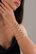 Gümüş Yonca Çiçek Rose Gold ve Altın Kaplama Lazer İşlemeli Taşsız Bileklik
