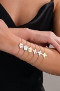 Gümüş Yonca Çiçek Rose Gold ve Altın Kaplama Lazer İşlemeli Taşsız Bileklik