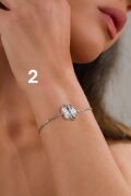 Gümüş Yonca Çiçek Rose Gold ve Altın Kaplama Lazer İşlemeli Taşsız Bileklik