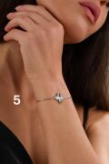 Gümüş Yonca Çiçek Rose Gold ve Altın Kaplama Lazer İşlemeli Taşsız Bileklik