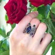 GÜMÜŞ TELKARİ KELEBEK HERCAİ YÜZÜK