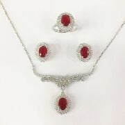 925 Ayar Gümüş Kök Yakut Taşlı Set