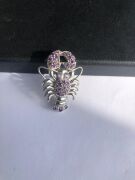 GÜMÜŞ MOR ZİRKON TAŞLI ISTAKOZ BROŞ