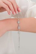 Gümüş Baget Beyaz Zirkon Taşlı Pırlanta Modeli Rodyumlu Bileklik