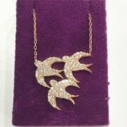 925 Ayar Gümüş Zirkon Taşlı Kırlangıç Roz Kolye