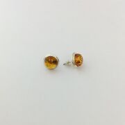 GÜMÜŞ ATEŞ KEHRİBAR YUVARLAK KÜPE