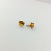 GÜMÜŞ ATEŞ KEHRİBAR YUVARLAK KÜPE