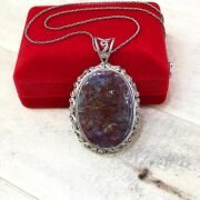 Gümüş 925 Ayar Akik Taşlı Kolye