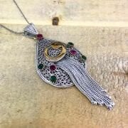 925 AYAR GÜMÜŞ VAV HARFİ SAÇAKLI KOLYE