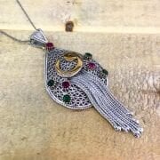 925 AYAR GÜMÜŞ VAV HARFİ SAÇAKLI KOLYE