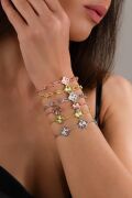 Gümüş Yonca Çiçek Rose Gold ve Altın Kaplama Lazer İşleme Taşsız Bileklik