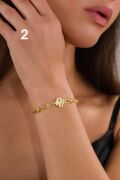 Gümüş Yonca Çiçek Rose Gold ve Altın Kaplama Lazer İşleme Taşsız Bileklik