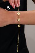 Gümüş Yonca Çiçek Rose Gold ve Altın Kaplama Lazer İşleme Taşsız Bileklik