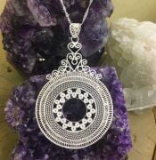 GÜMÜŞ 925 AYAR TELKARİ İŞLEME MADALYON KOLYE