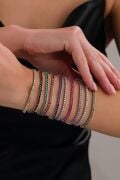 3 mm Gümüş Beyaz Siyah Kırmızı Sarı Yeşil Lacivert Pembe Mor Zirkon Taşlı Su Yolu Bileklik