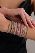 3 mm Gümüş Beyaz Siyah Kırmızı Sarı Yeşil Lacivert Pembe Mor Zirkon Taşlı Su Yolu Bileklik
