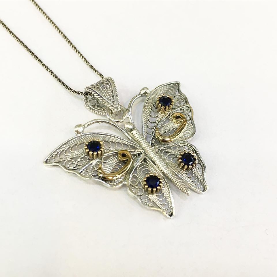 925 AYAR GÜMÜŞ TELKARİ KELEBEK KOLYE