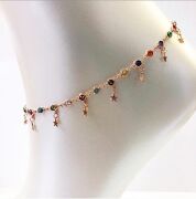 RENKLİ ZİRKON TAŞLI YILDIZ PULLU  GÜMÜŞ HALHAL