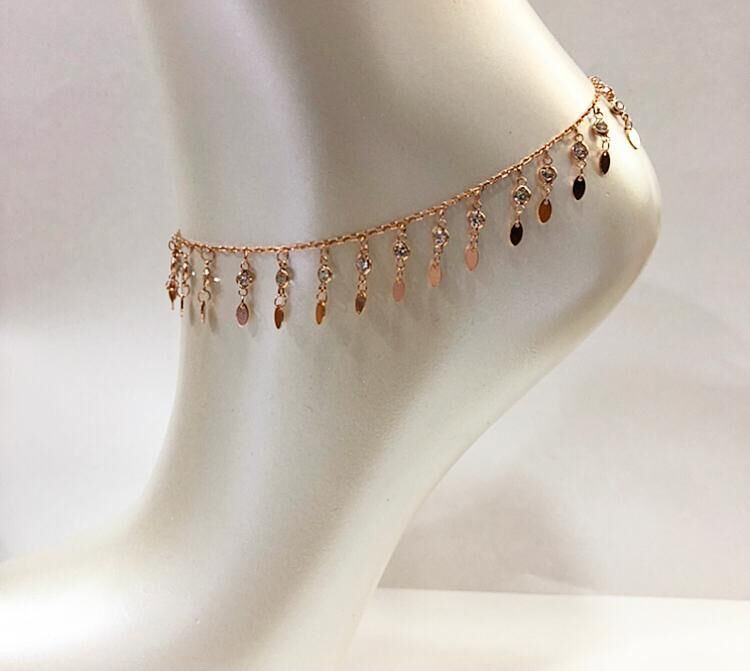 ZİRKON TAŞLI ROSE PULLU GÜMÜŞ HALHAL