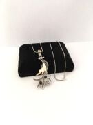 GÜMÜŞ TELKARİ TAVUZ KUŞU KOLYE