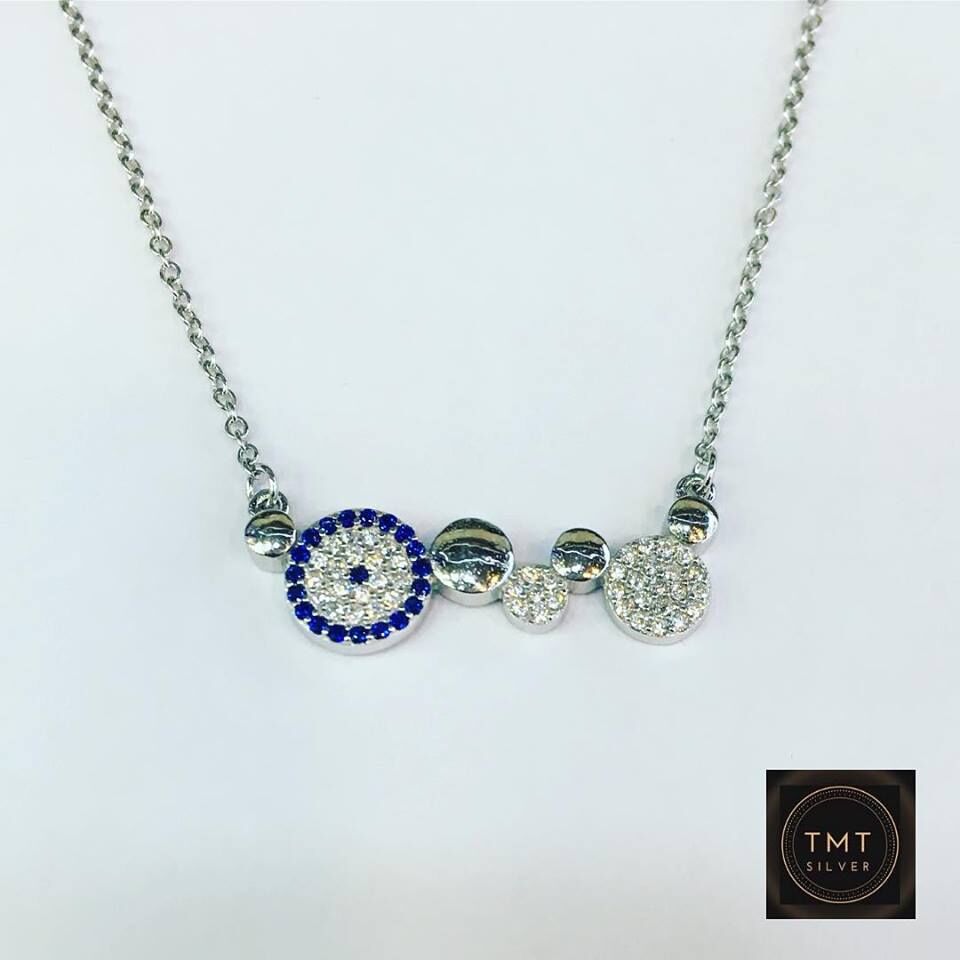 925 Ayar Gümüş Nazar Boncuğu Zirkon Kolye