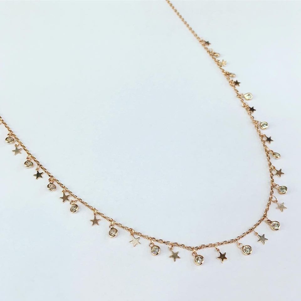 925 AYAR GÜMÜŞ ROSE YILDIZ KOLYE