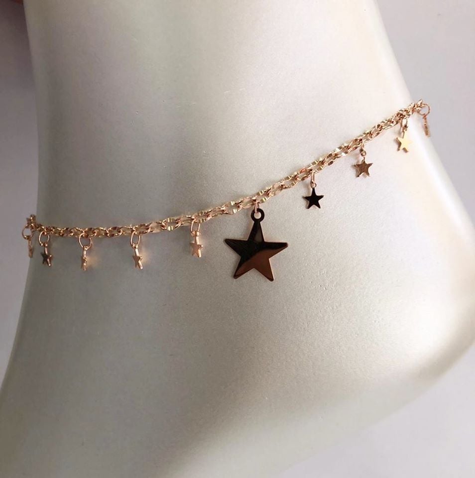 YILDIZ PULLU ROSE BRONZ RENK GÜMÜŞ HALHAL