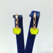 GÜMÜŞ ROSE BRONZ SARI MİNE İŞLEMELİ ELMA KÜPE