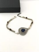 GÜMÜŞ TELKARİ SAFİR TAŞLI BİLEKLİK