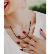 925 AYAR GÜMÜŞ ROSE SİYAH ZİRKON TAŞLI SIRALI DİZİLİ KOLYE