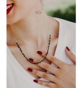 925 AYAR GÜMÜŞ ROSE SİYAH ZİRKON TAŞLI SIRALI DİZİLİ KOLYE