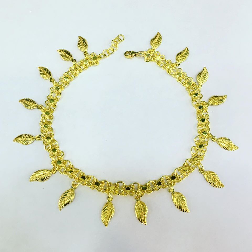 GÜMÜŞ KİŞNİŞ YAPRAK PULLU ALTIN KAPLAMA HALHAL