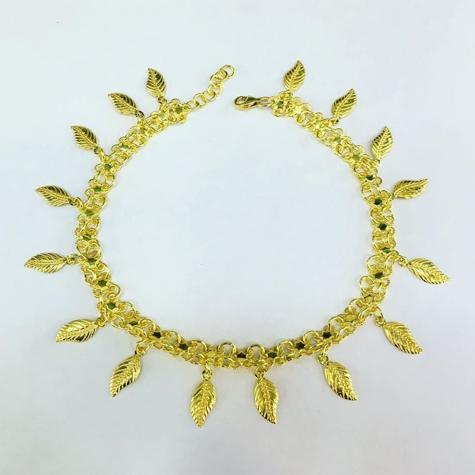 GÜMÜŞ KİŞNİŞ YAPRAK PULLU ALTIN KAPLAMA HALHAL