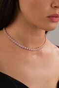 Gümüş Rose Gold Kaplama Beyaz Zirkon Taşlı Pırlanta Modeli Su Yolu Choker Tasma Kolye