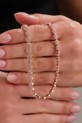 Gümüş Rose Gold Kaplama Beyaz Zirkon Taşlı Pırlanta Modeli Su Yolu Choker Tasma Kolye