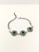 GÜMÜŞ TELKARİ ZÜMRÜT TAŞLI BİLEKLİK