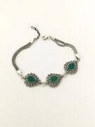 GÜMÜŞ TELKARİ ZÜMRÜT TAŞLI DAMLA BİLEKLİK