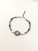 GÜMÜŞ PEMBE KUVARZ VE YAKUT TAŞLI BİLEKLİK