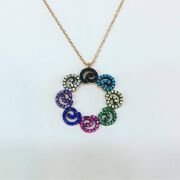 925 AYAR AYAR GÜMÜŞ RENKLİ SARMAL TAŞ KOLYE